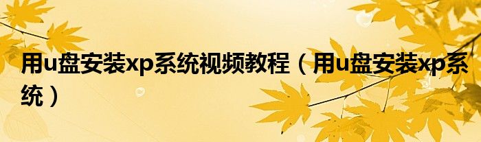 用u盘安装xp系统视频教程（用u盘安装xp系统）