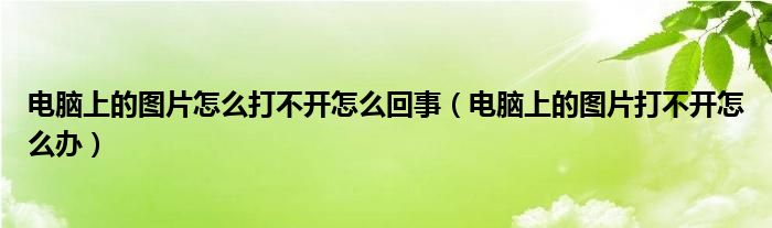 电脑上的图片怎么打不开怎么回事（电脑上的图片打不开怎么办）
