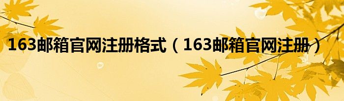 163邮箱官网注册格式（163邮箱官网注册）