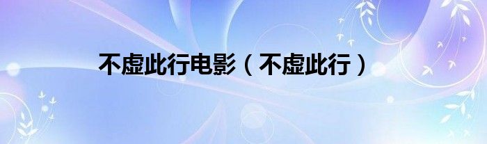 不虚此行电影（不虚此行）