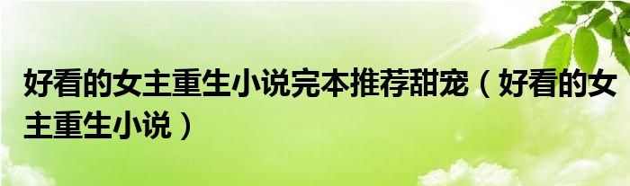 好看的女主重生小说完本推荐甜宠（好看的女主重生小说）