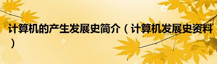 计算机的产生发展史简介（计算机发展史资料）