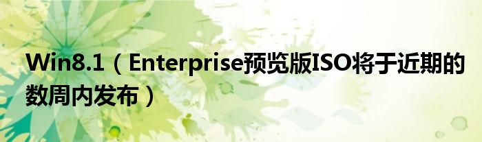 Win8.1（Enterprise预览版ISO将于近期的数周内发布）