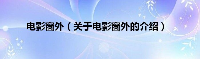 电影窗外（关于电影窗外的介绍）