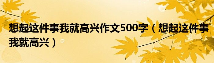想起这件事我就高兴作文500字（想起这件事我就高兴）