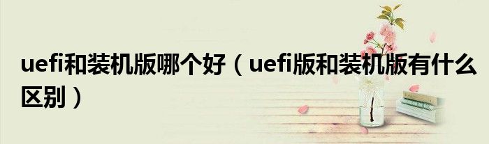 uefi和装机版哪个好（uefi版和装机版有什么区别）